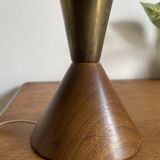 Lampe scandinave midcentury en teck et laiton