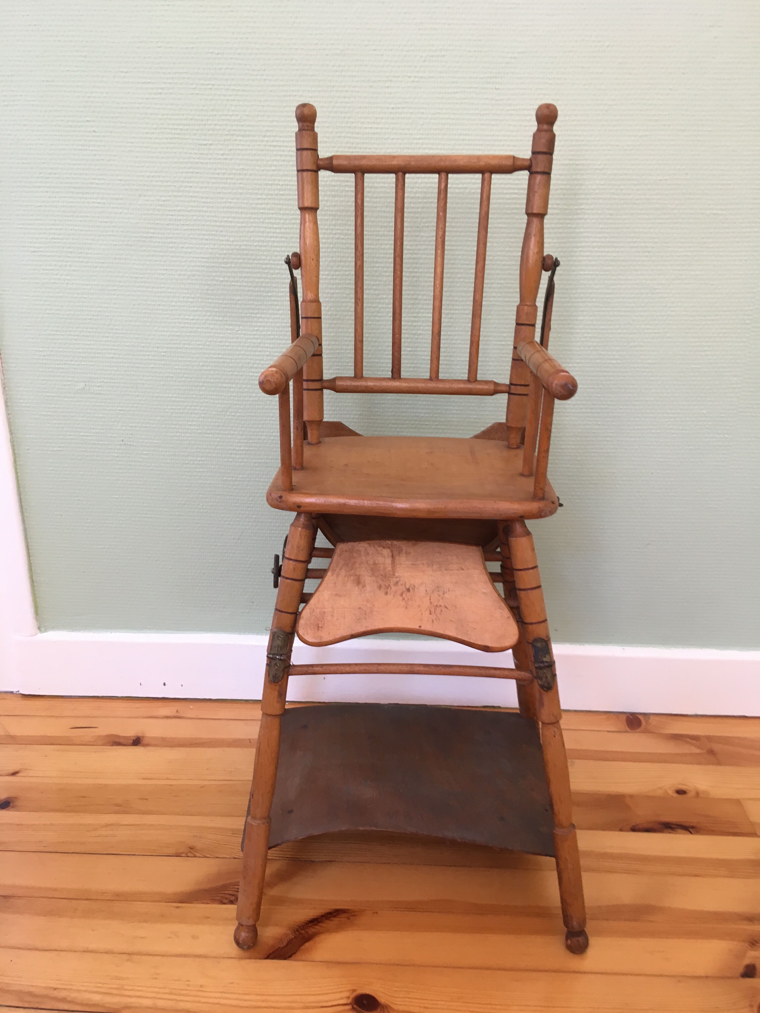 30-year-old high chair in wood turned