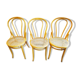 Lot three vintage bistro chair reed honey cannage