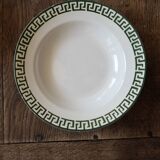 Set of 12 green patterned soup plates, Badonviller earthenware