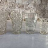 Four bohemian crystal vases