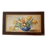 Aquarelle "Fleurs jaunes" signé J Mansat