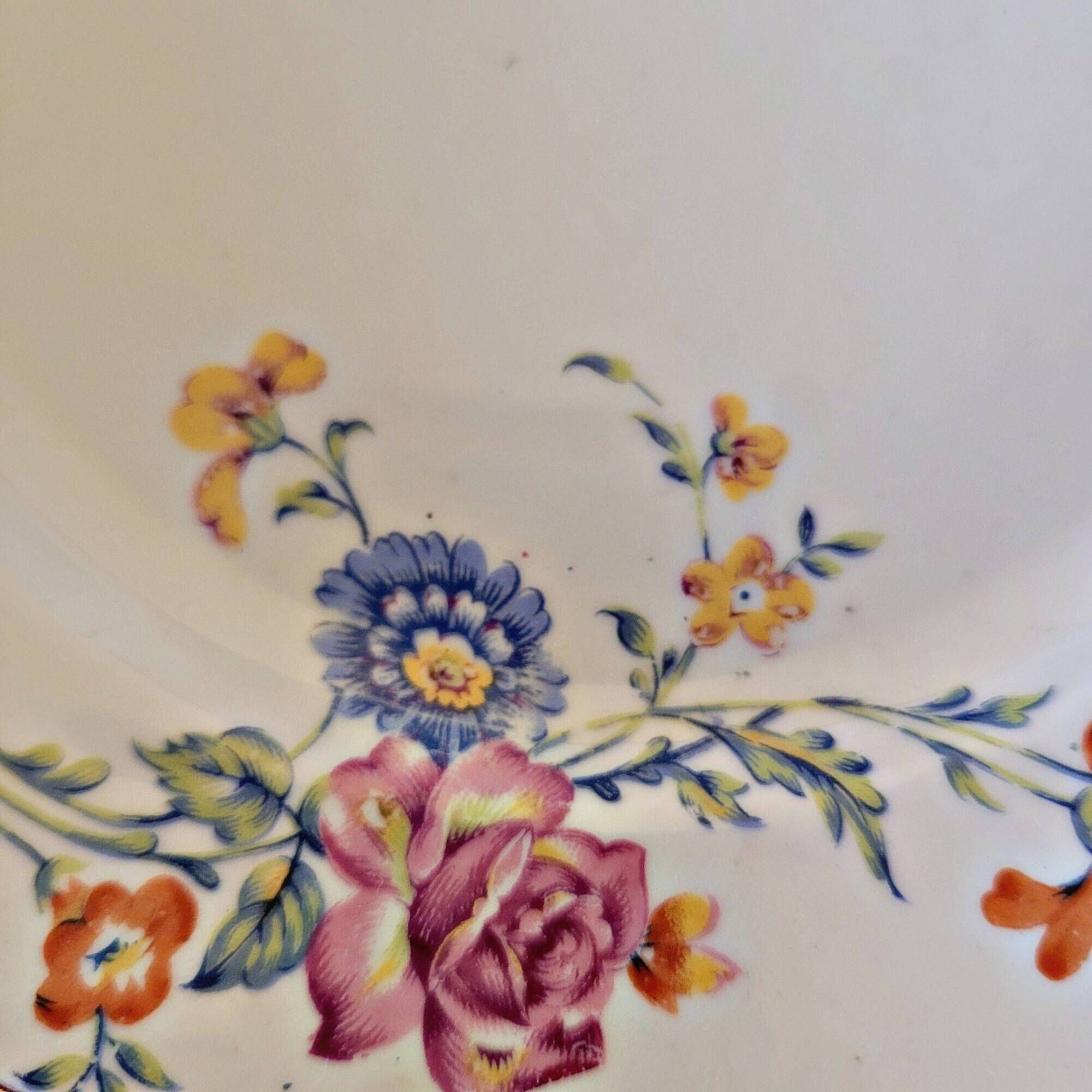 12 M8S France porcelain dessert plates, floral design