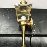 Gold metal lantern wall light with vintage beveled glass