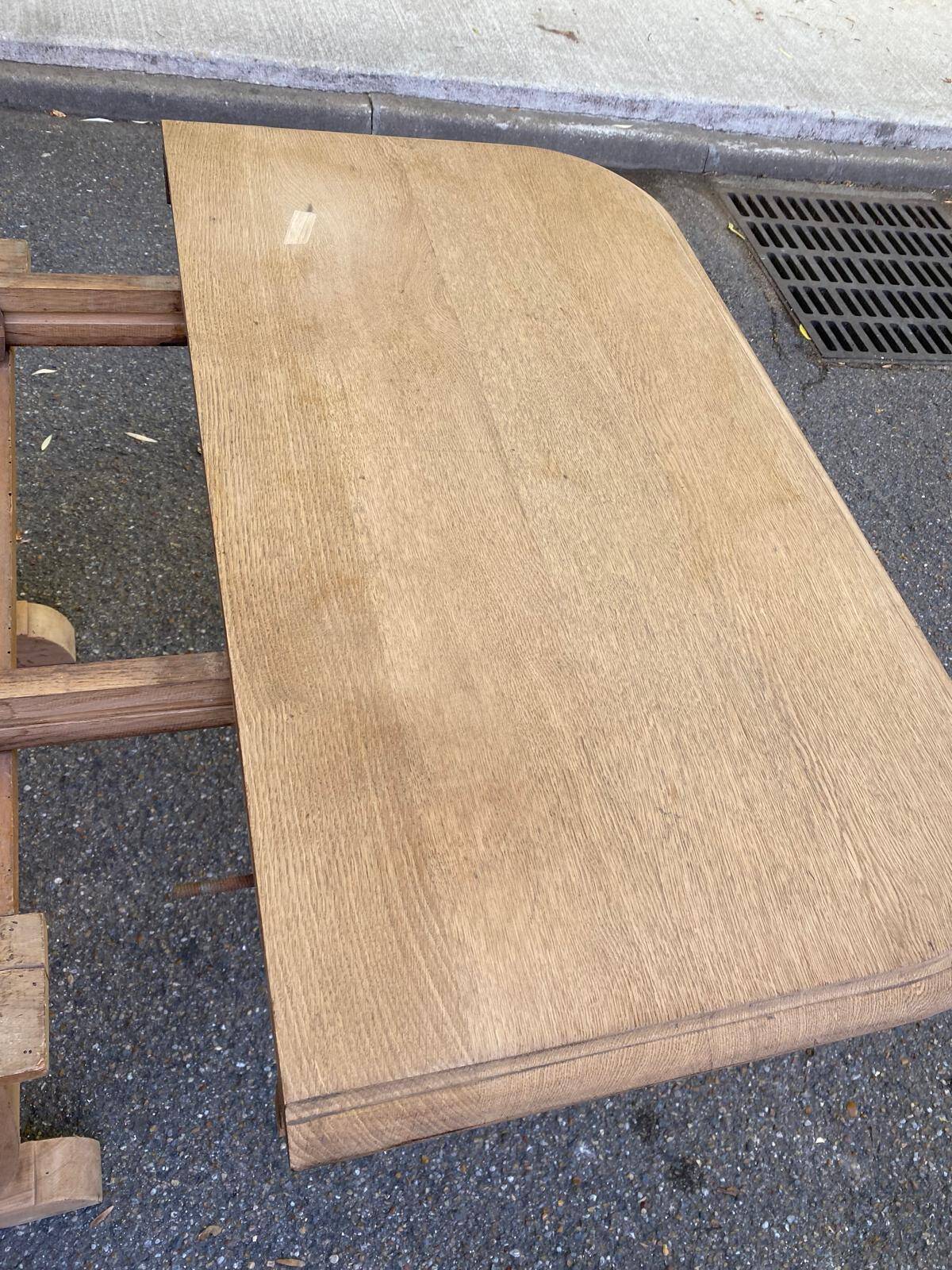 Art Deco extendable dining table with a central pedestal, stripped, made of solid oak 193.