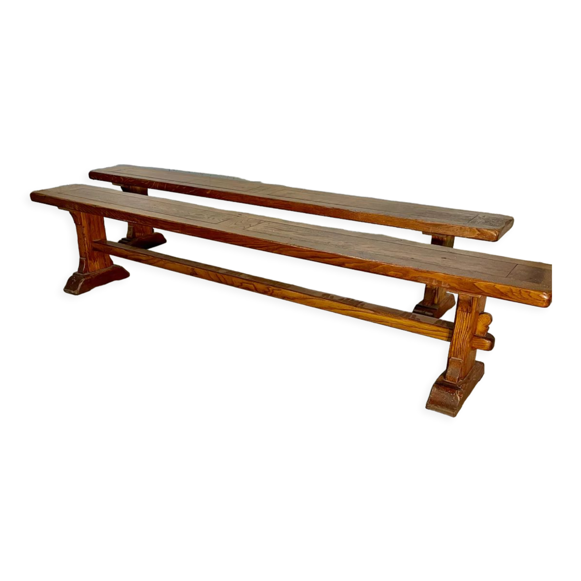 Pair of solid oak benches