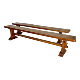 Pair of solid oak benches