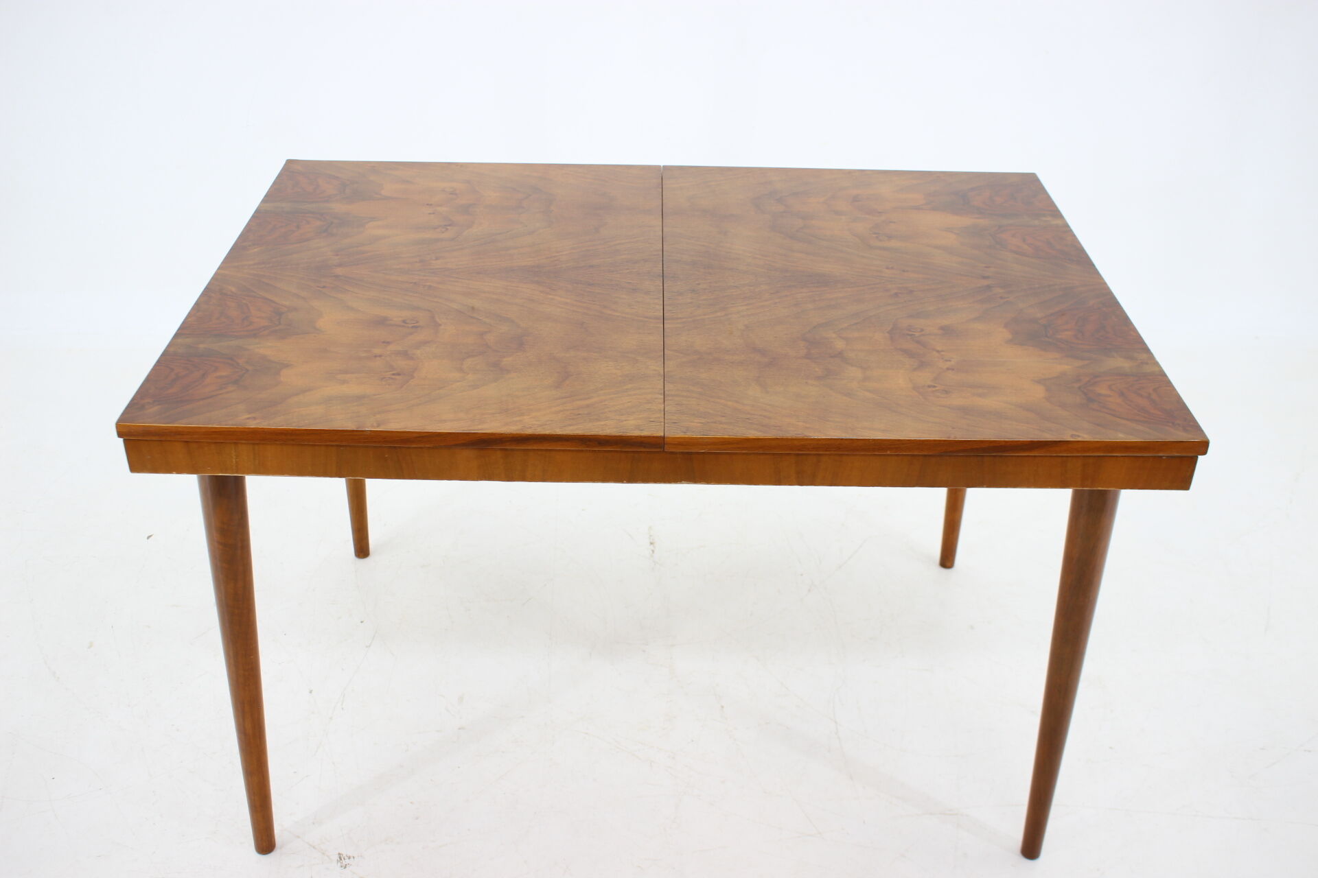 1960s Walnut Extendable Dining Table in Gloss Finish, Czechoslovakia