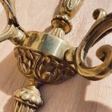 4 Large double-armed gilded bronze wall lights