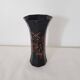Black octagonal ceramic vase with floral pattern - Signed St Clément - vintage