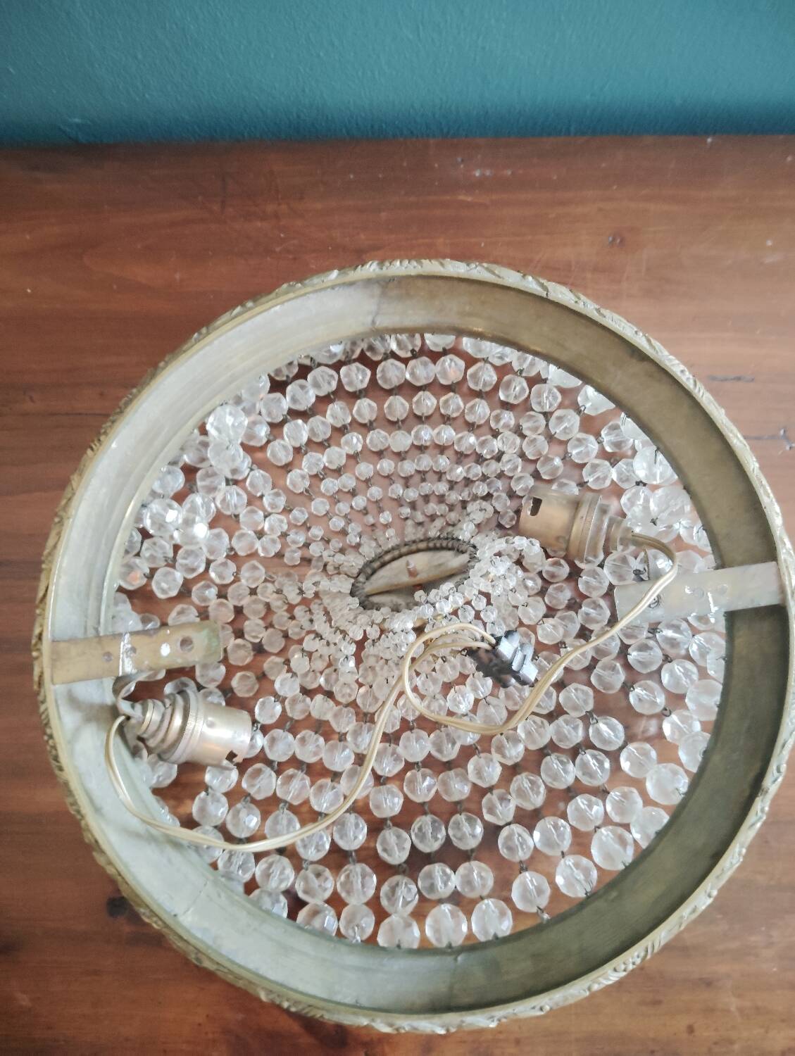 Bronze basket ceiling light and taste buds