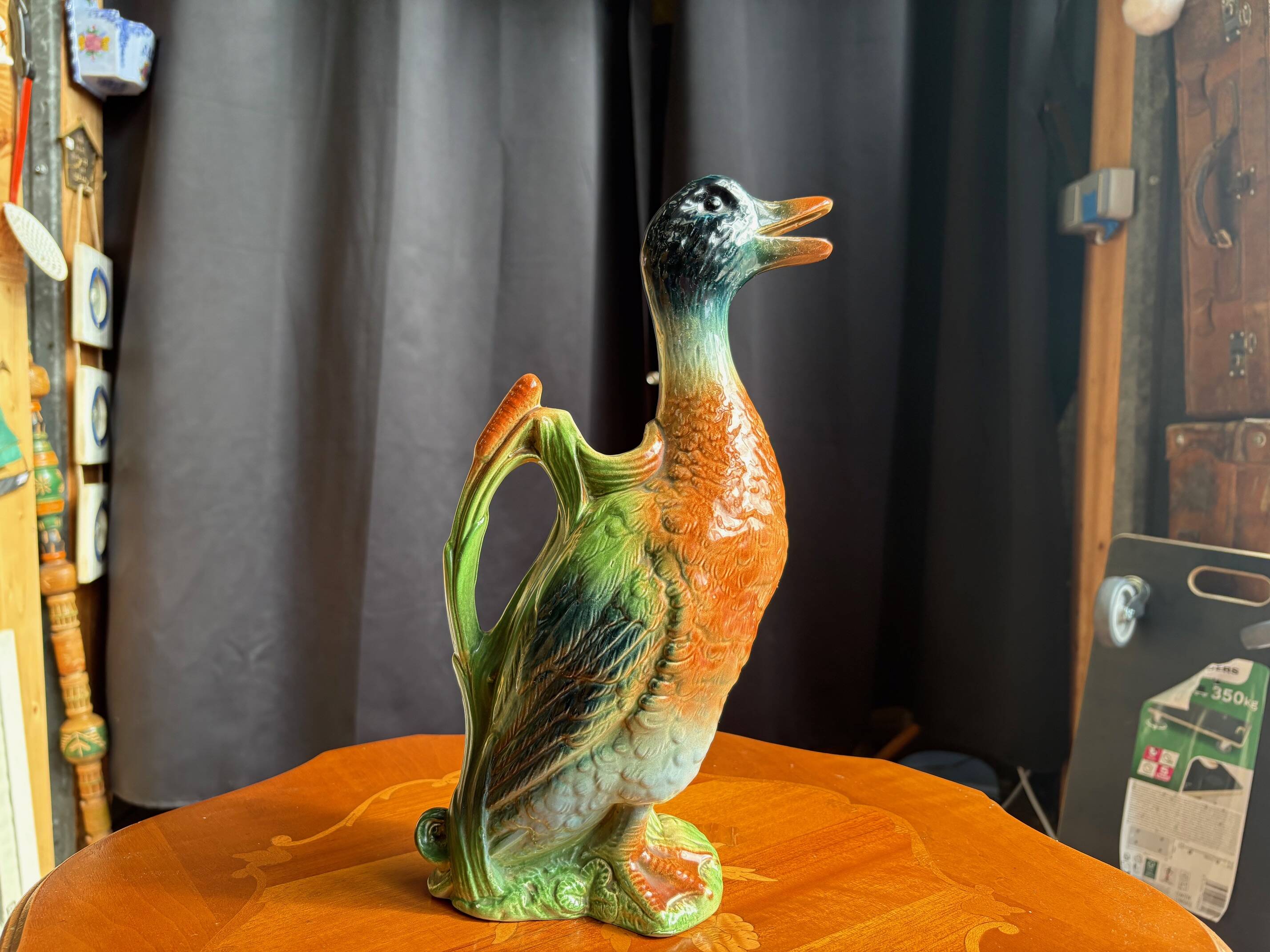 Glazed ceramic duck-shaped pitcher – St-Clément, France (1950s-60s)