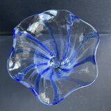 Large blue glass vase with inclusions – Murano art glassware