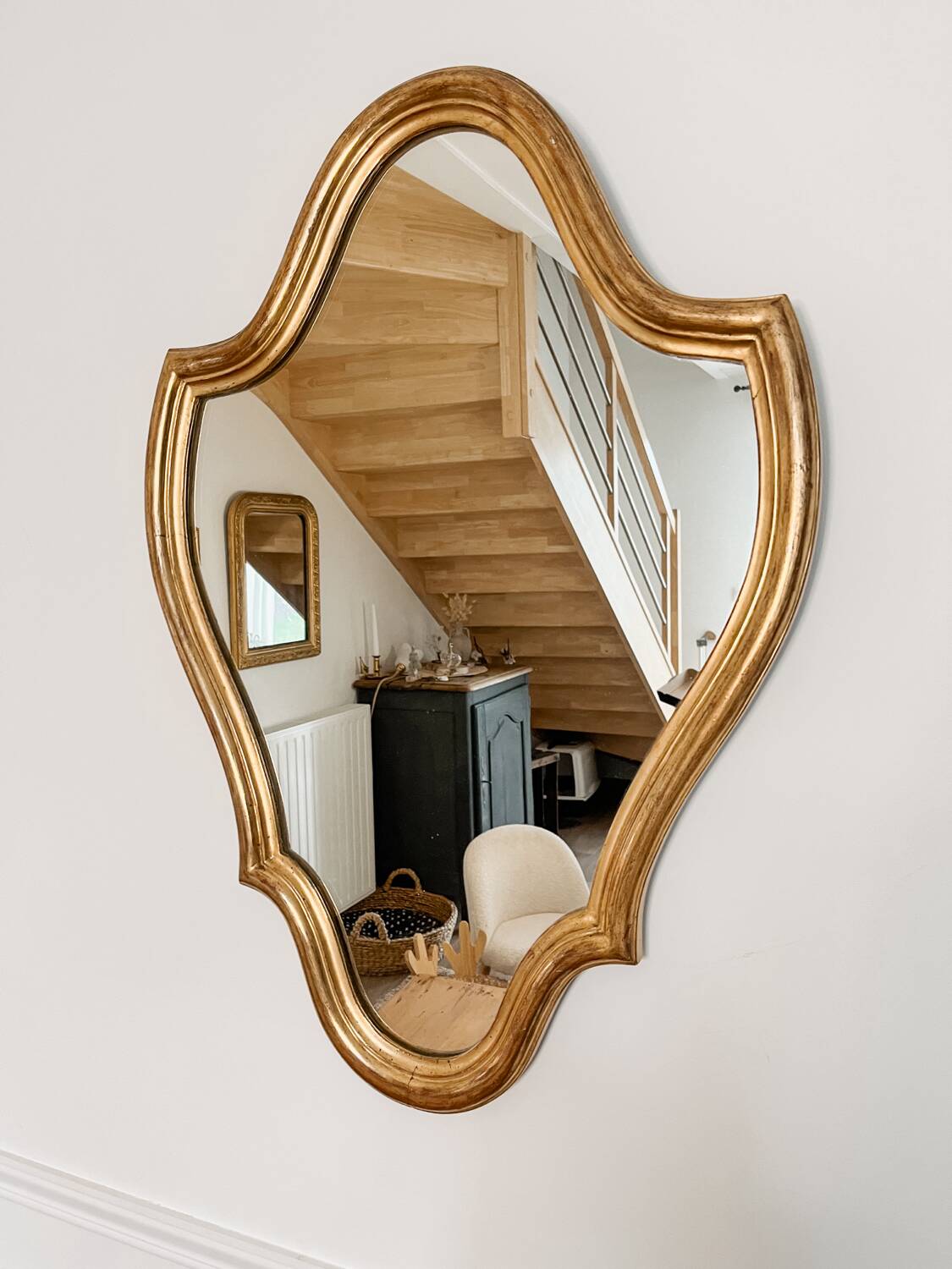 Golden wood mirror