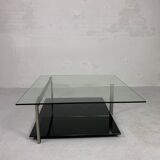 Glass coffee table 110 x 110 cm in the style of Rolf Benz and Metaform