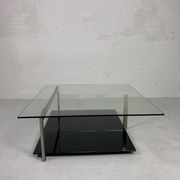 Glass coffee table 110 x 110 cm in the style of Rolf Benz and Metaform