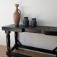 Console / old solid wood jeweler's workbench, turned legs