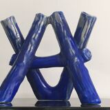 Blue vase ceramic soliflore