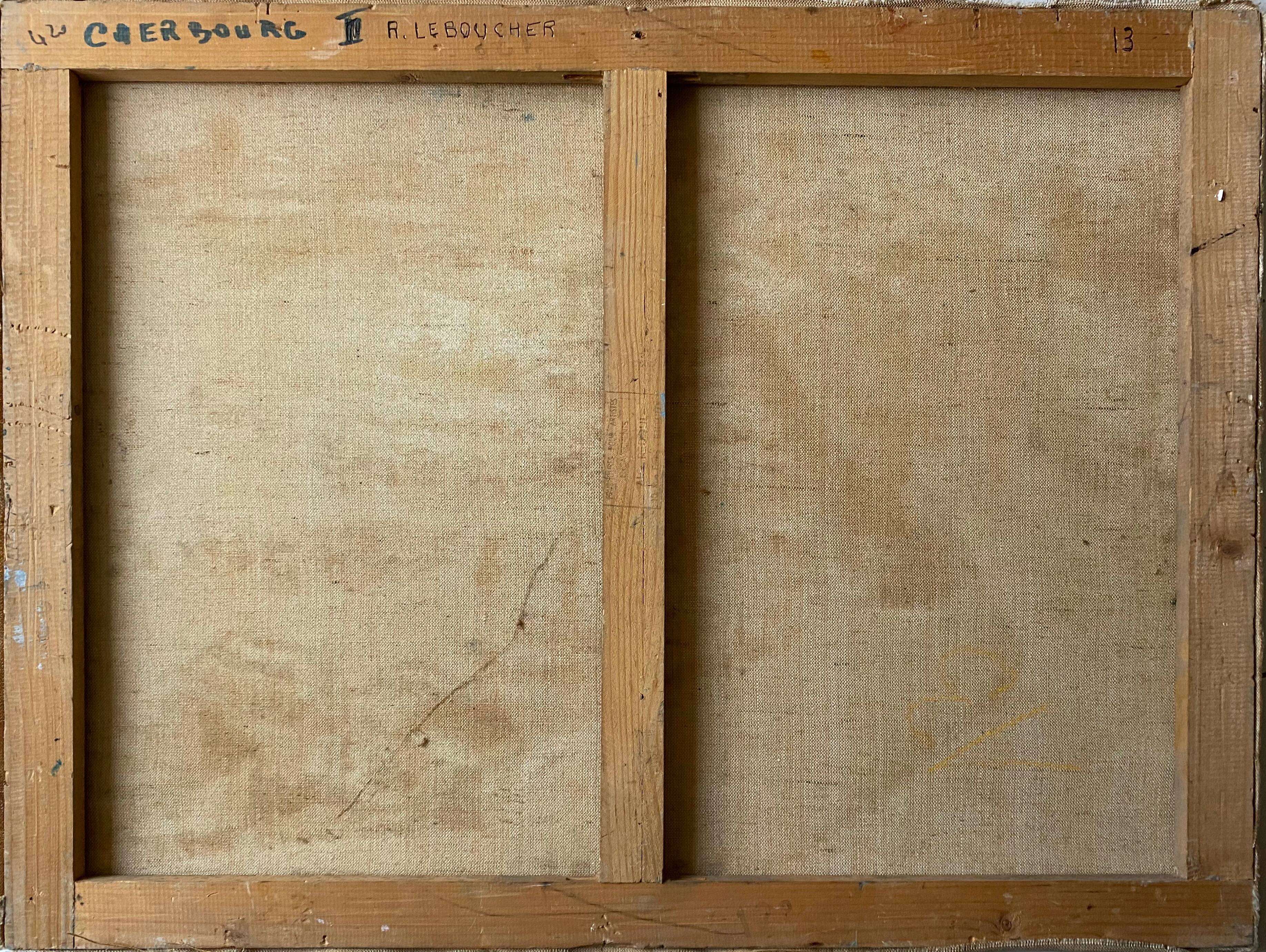 HST painting "Port of Cherbourg" Marine Normandy / Brittany by Robert Leboucher