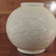 ART DECO cracked earthenware vase white Ecru St. CLEMENT bird series