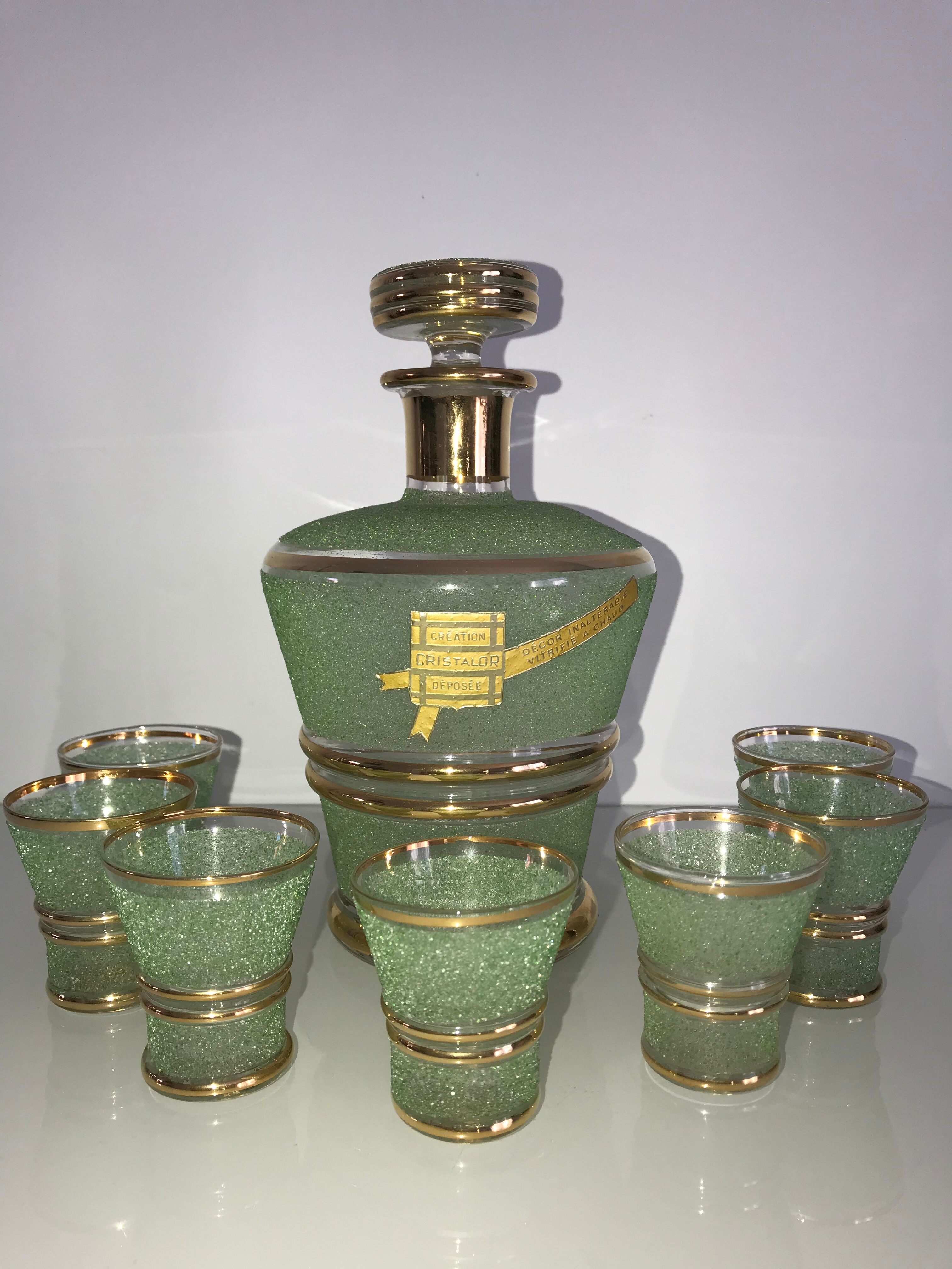 Service à liqueur Cristalor carafe et 7 verres