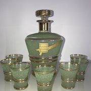Cristalor liqueur set: decanter and 7 glasses