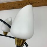 Arlus house chandelier 3 burners, opalines and brass, 50s