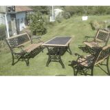 Cast iron and wood garden furniture