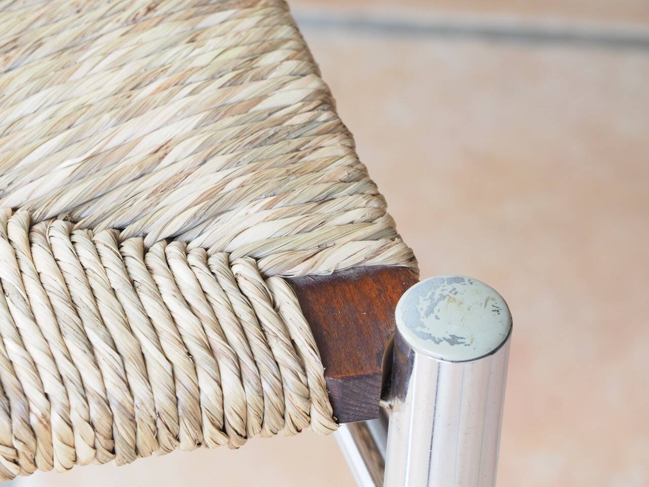 4 modernist straw chairs