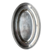 Plat ovale en métal argenté monogrammé "EM"