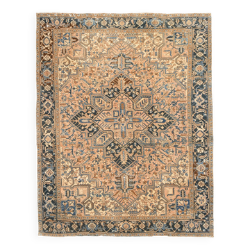 Navy Blue & Peach Oriental Persian Rug, Oriental Pattern Living Room Decor