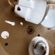 Art deco ceiling light in brass and textured glass