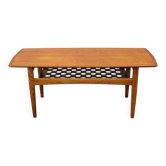 Table basse danoise des années 1960 en placage de teck et base en chêne.