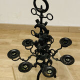 Black brutalist candlestick with 7 lights
