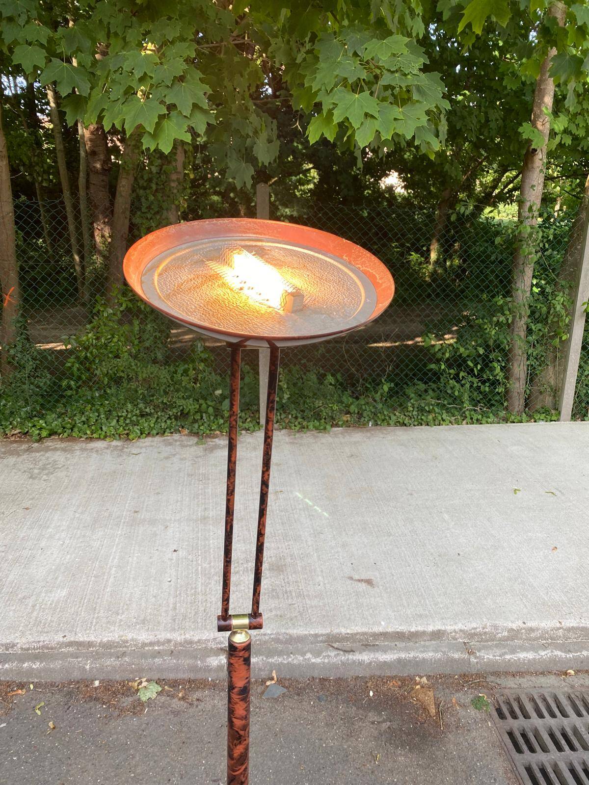 Vintage Italian floor lamp with burgundy marble effect and round dome