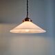 Pair of Art Deco conical white opaline pendants, 1920-30.