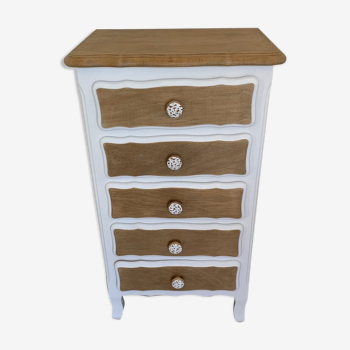 White and raw wood dresser