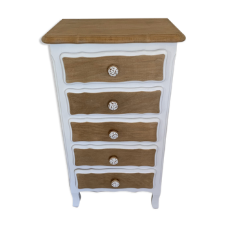 White and raw wood dresser