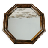 Vintage rattan mirror, octagonal