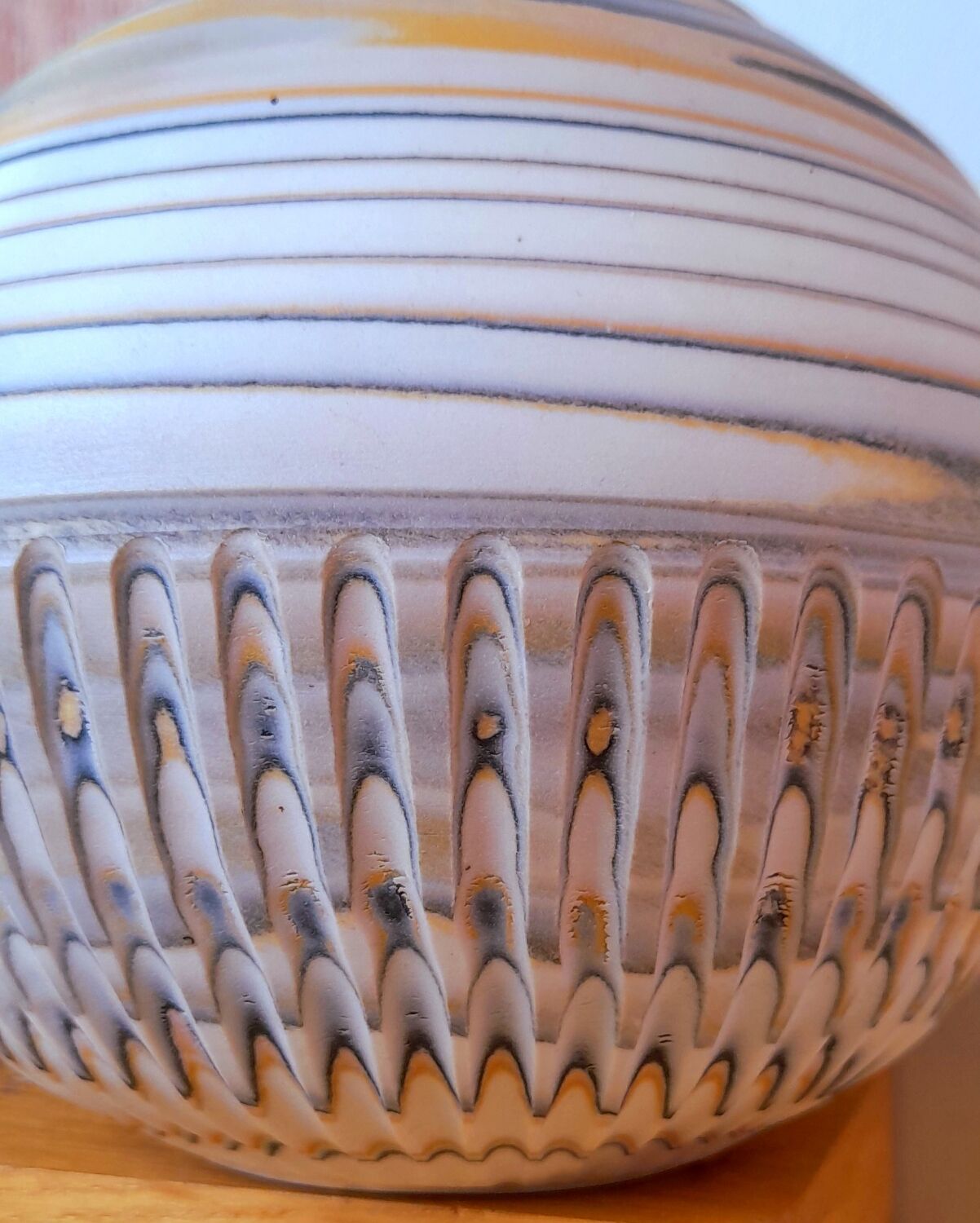 Mixed earth ceramic vase signed