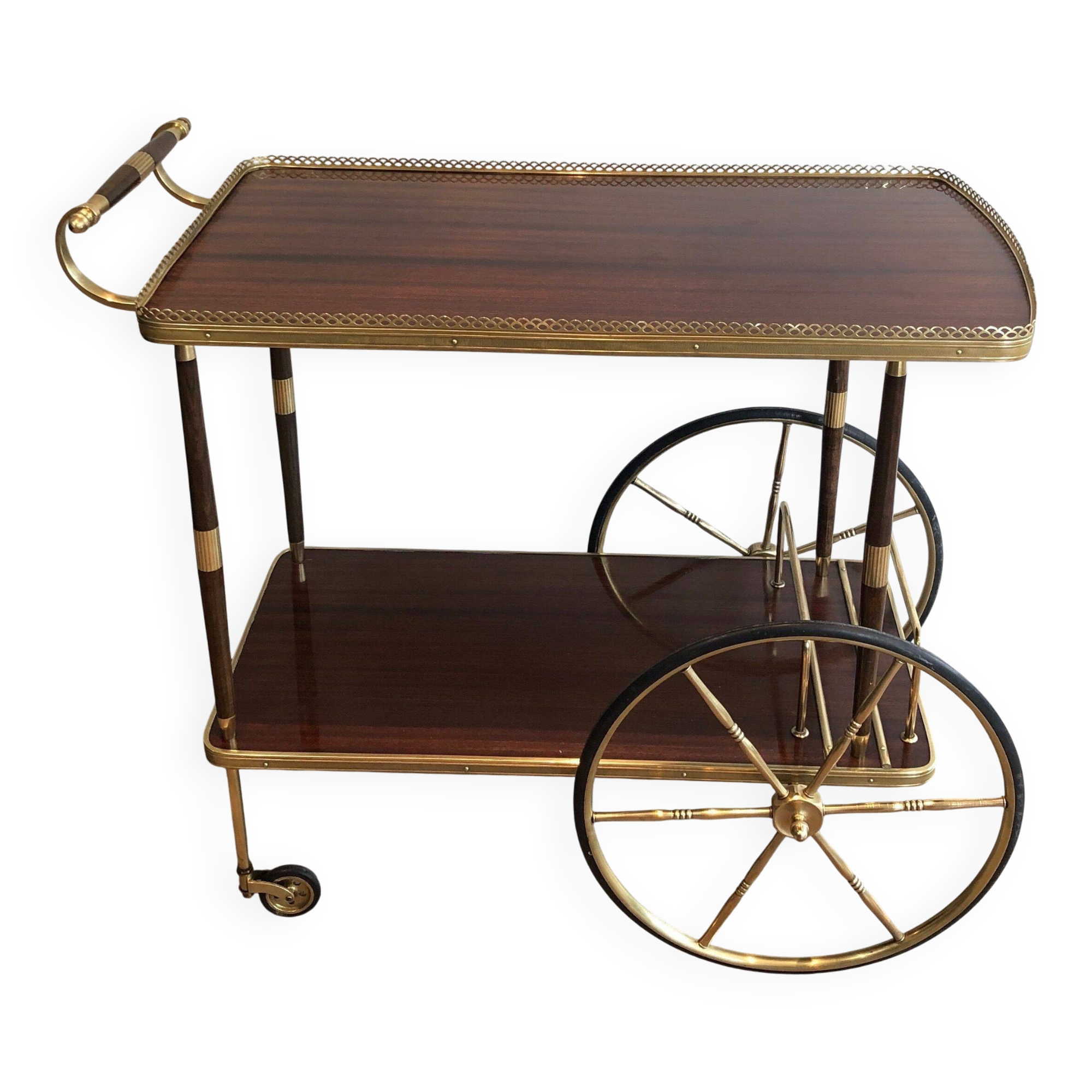 Table roulante en acajou et laiton dans le goût de la Maison Jansen