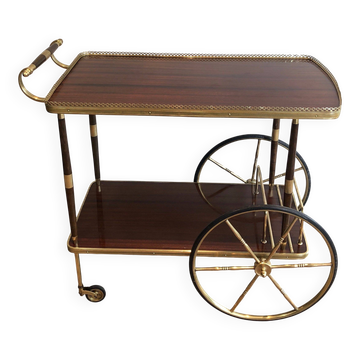 Table roulante en acajou et laiton dans le goût de la Maison Jansen