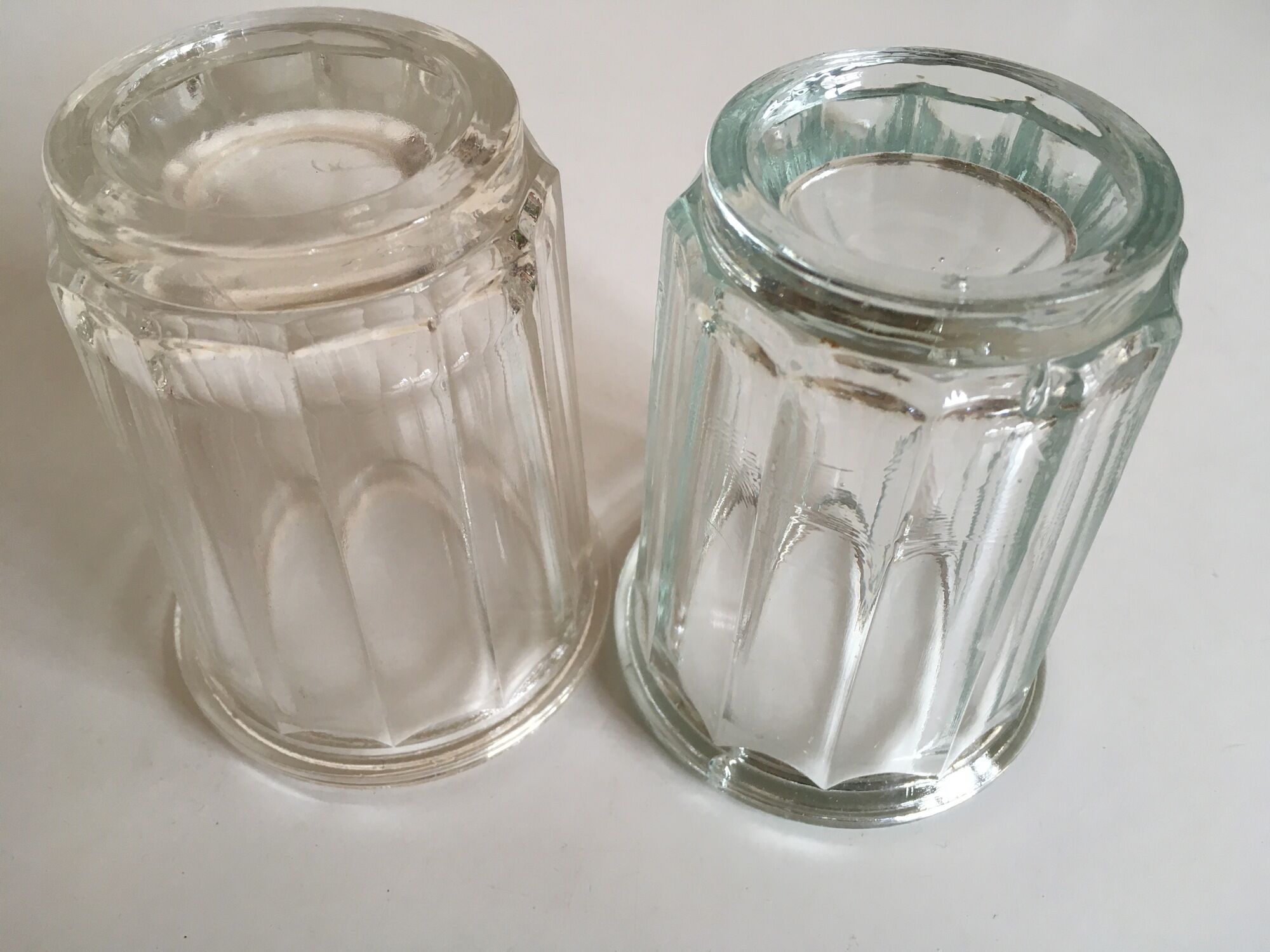 Pair of pots to jams in glass fluted on foot early 20th e