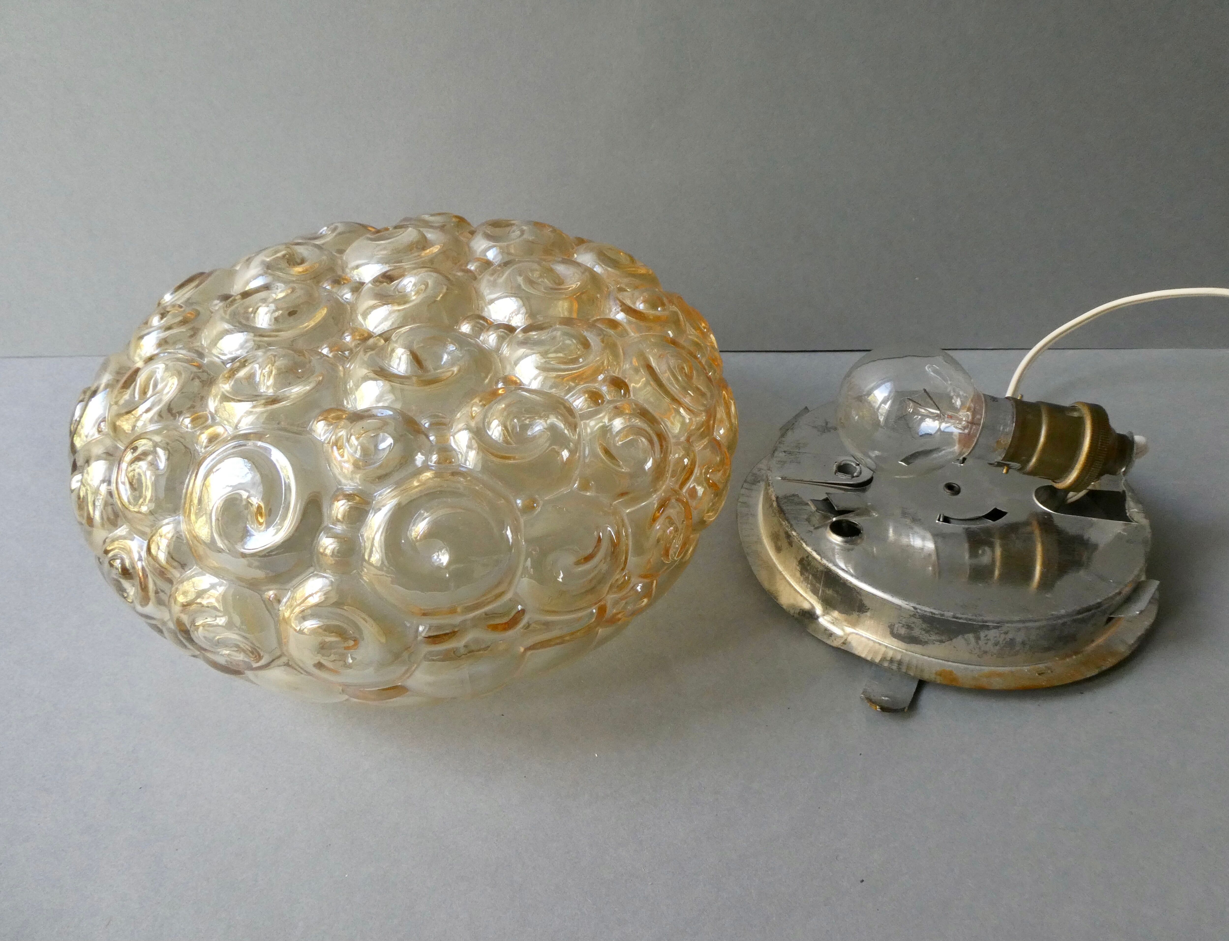 Ceiling lamp in amber glass from the 70s