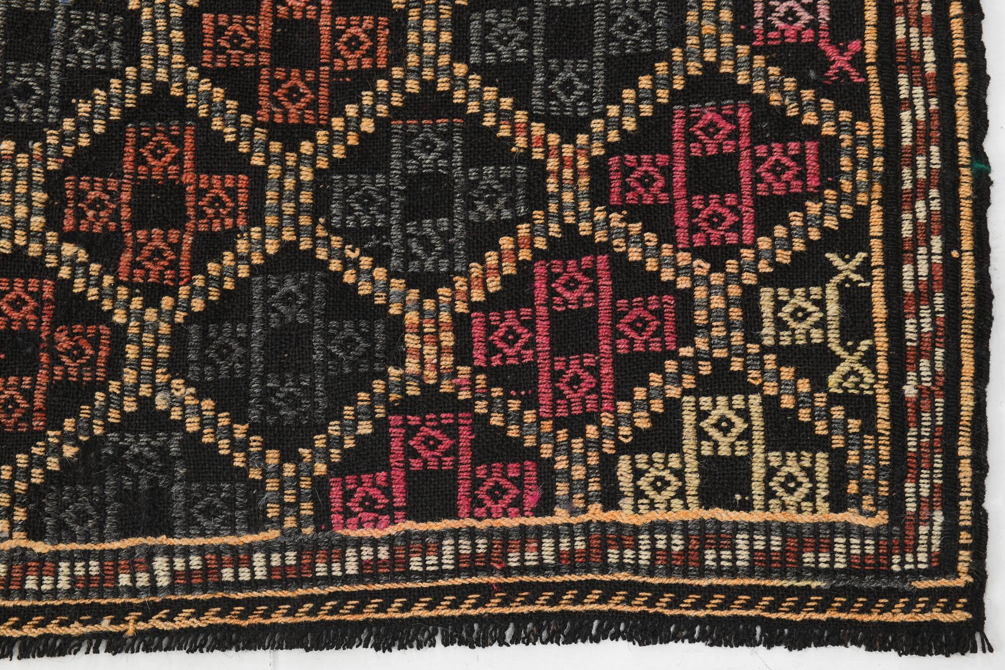6x9 Pale Red & Yellow Geoemtric Kilim Rug, Handwoven Wool Antique Carpet
