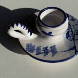 Dutch white and blue candlestick with windmill pattern H5 D10