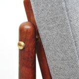 Chaise longue en teck danois grise par Glostrup, années 1950.