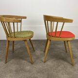 Pair of Baumann 740 office chairs, slatted models, 1960s