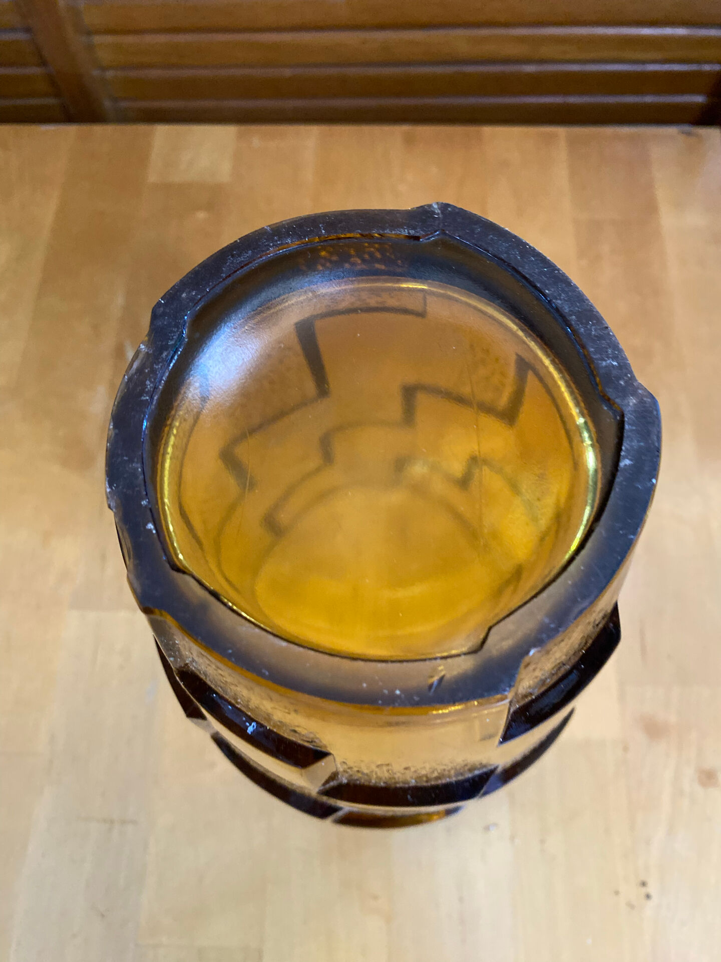 Vintage Art Deco Style Orange Amber Moulded Glass Vase