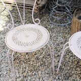 Pair of years 40-50 white metal garden chairs